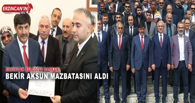 MHP'li Erzincan Belediye Başkanı Bekir Aksun mazbatasını aldı