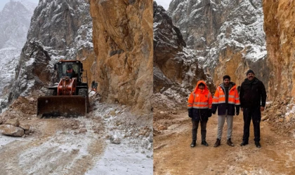 Kemaliye’de Kaya Düşmesine Karşı Ekipler Sahada
