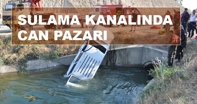 OTOMOBİL SULAMA KANALINA DÜŞTÜ